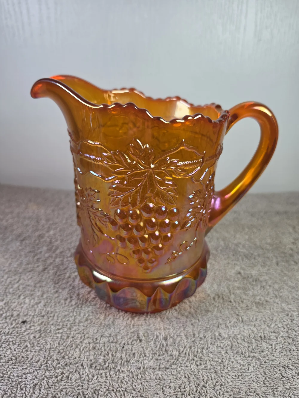 Vintage Imperial Glass Marigold Carnival Glass Pitcher Imperial Grape Pattern
